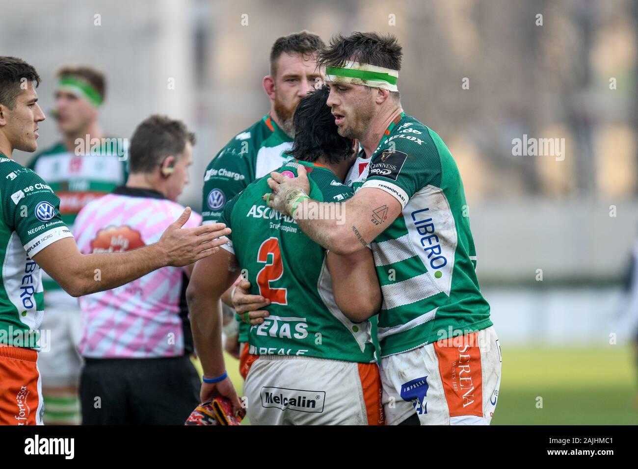 Treviso, Italie, 04 mars 2020, le bonheur pour latry d'abraham steyn (Trévise) lors de Benetton Treviso vs Glasgow Warriors - Guinness Rugby Pro 14 - Crédit : LPS/Ettore Griffoni/Alamy Live News Crédit : Agenzia Fotografica Live Media plaideurs sans avocat/Alamy Live News Banque D'Images