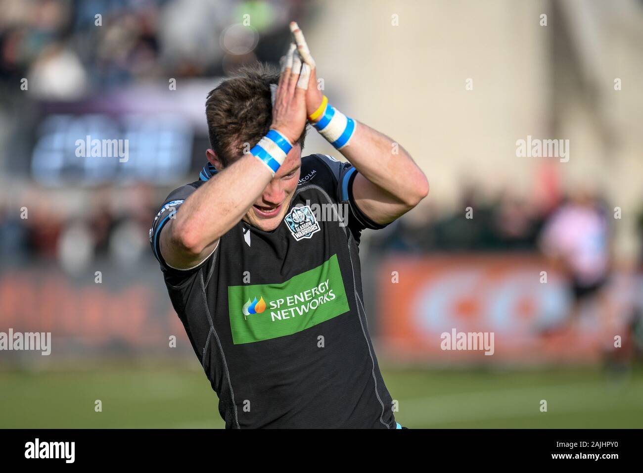 Treviso, Italie. 4 janvier 2020, Treviso, Italie : le bonheur de George Horne (Glasgow) lors de Benetton Treviso vs Glasgow Warriors, Guinness Rugby Pro 14 à Trévise, Italie, 04 janvier 2020 - LPS/crédit : Ettore Ettore Griffoni Griffoni/LPS/ZUMA/Alamy Fil Live News Banque D'Images