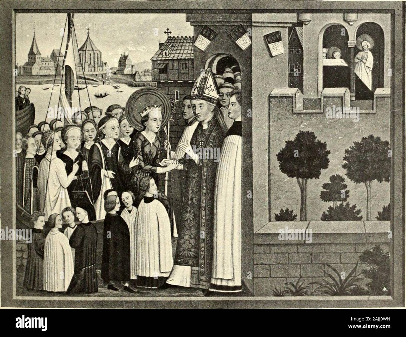 Vittore Carpaccio : la vie et l'œuvre du peintre . CARPACCIO. PORTRAIT DE GEORGES LORÉDAN. FRAGMENT de la Légende de sainte Ursule.(Voir page 108.) CARPACCIO. -- PORTRAIT DE PIERRE LORÉDAN. fragment de la Légende de sainte Ursule.( Voir page 108.). GURGEN VON SCHEIVEN.LARRIVÉE DE SAINTE URSULE UNE COLOGNE(ÉGLISE DE LA SAINTE. A COLOGNE). (Voir page 115.) ittore Carpaccio. Planche 35. La page 112. Banque D'Images