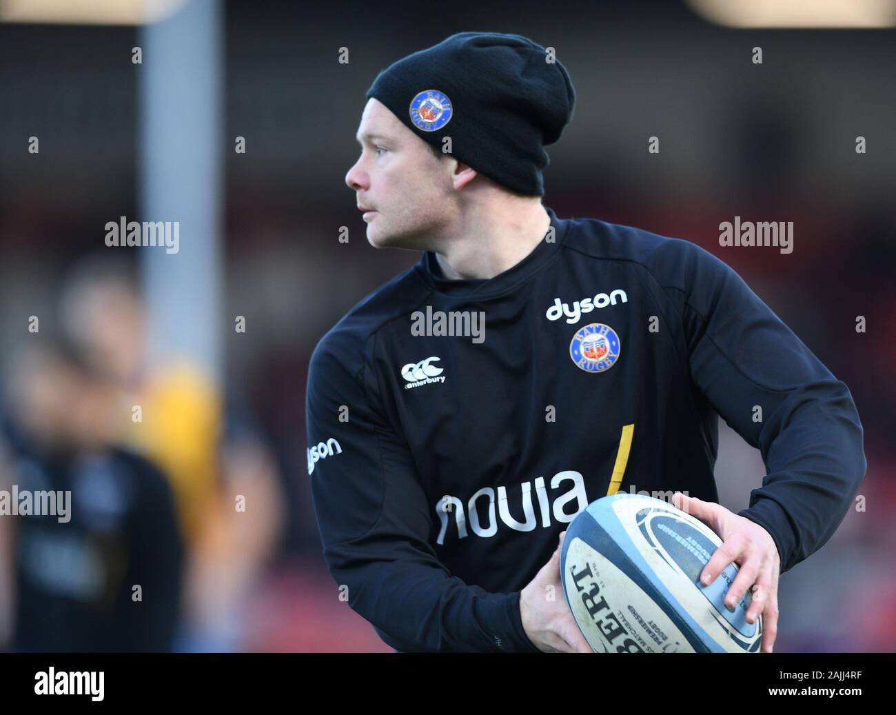 Stade Kingsholm, Gloucester, Gloucestershire, Royaume-Uni. Stade Kingsholm, Gloucestershire, Royaume-Uni. 4 janvier, 2020. Rugby Premiership anglaise, Gloucester et Bath ; Chris Cook, de baignoire chauffe - usage éditorial : Action Crédit Plus Sport/Alamy Live News Banque D'Images