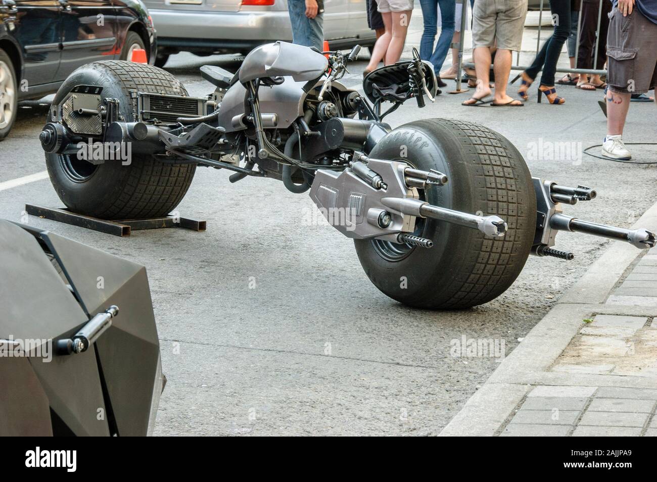 Moto Batpod utilisé dans la suite de Batman The Dark Knight, visiter la ville de Toronto pour une campagne de promotion. Banque D'Images