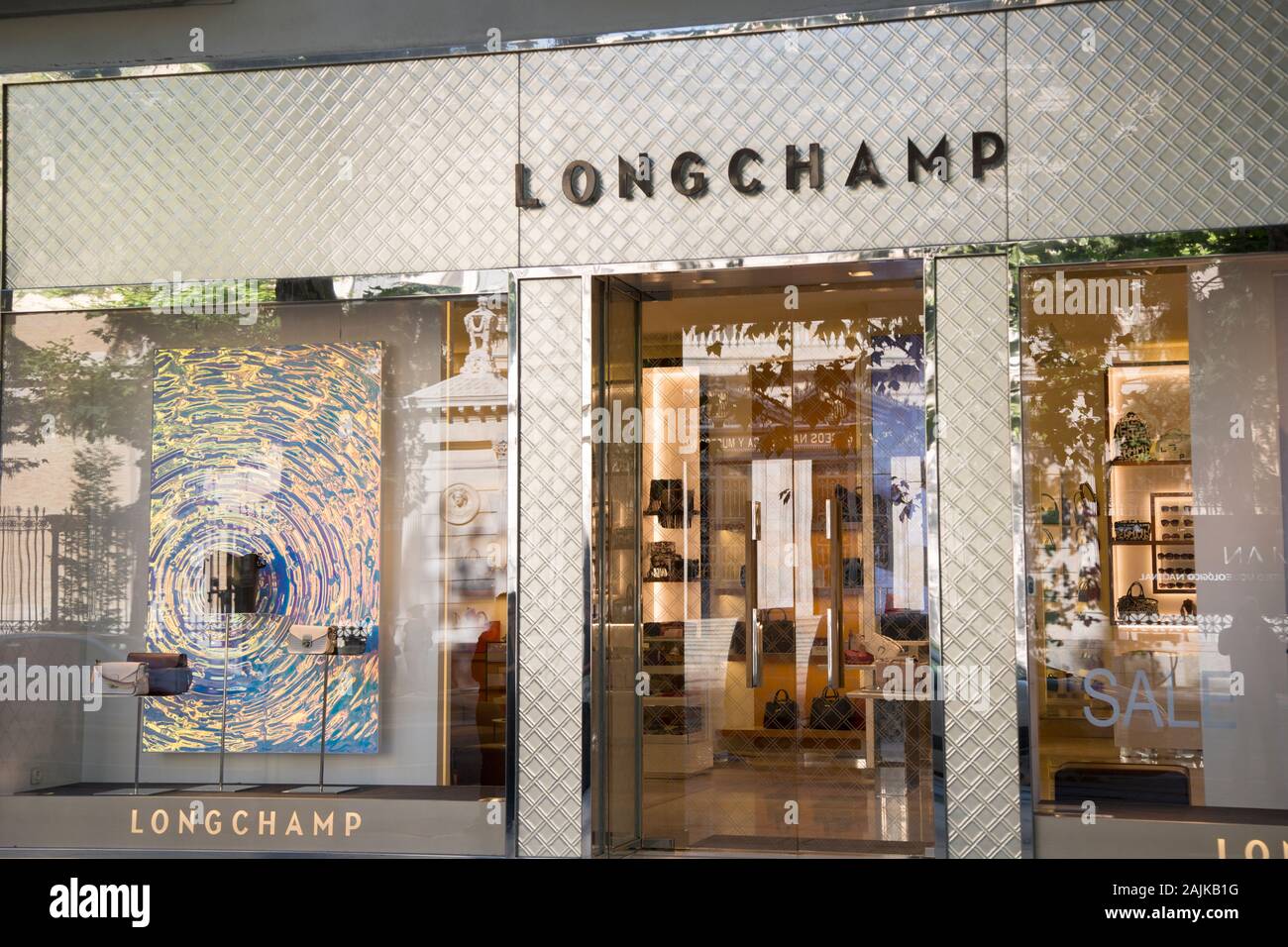 Boutique Longchamp, Rue Serrano ; Madrid, Espagne Banque D'Images