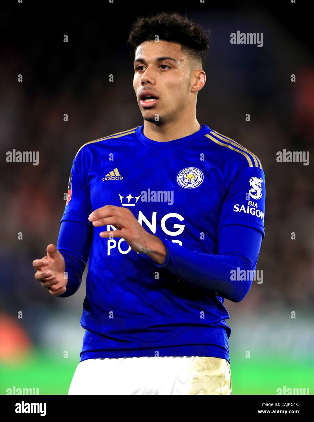 Leicester City's James Justin en action au cours de la FA Cup troisième ronde match à la King Power Stadium, Leicester. Banque D'Images