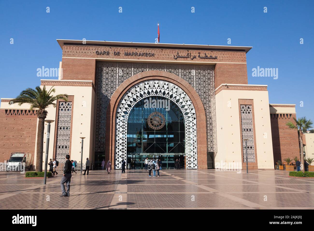 Bâtiment de la gare ferroviaire de Marrakech, Maroc Banque D'Images
