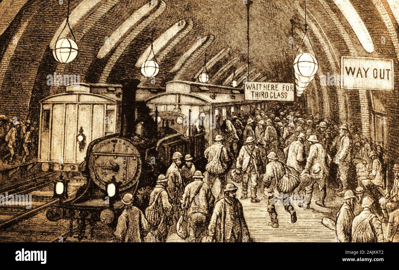 Une station de métro 'Tube' vers 1875. Banque D'Images