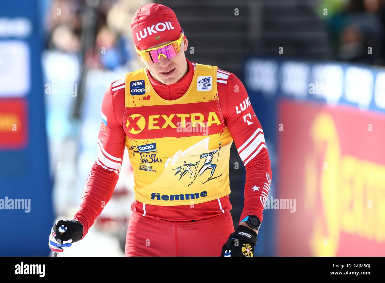 Val di Fiemme, en Italie. 4 janvier 2020. Bolshunov Alexander (RUS) en action au cours de la Classique Sprint Race event du FIS Tour de Ski - FIS Coupe du Monde de Ski de fond 2019-2020 le 4 janvier 2020 à Val di Fiemme, en Italie. Photo : Pierre Teyssot/Espa-Images Banque D'Images