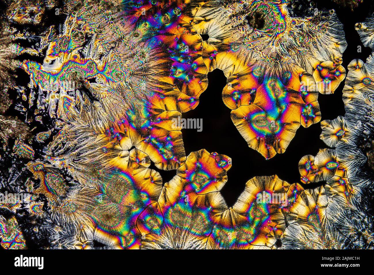 Photographie macro extrême de cristaux de vitamine C Banque D'Images