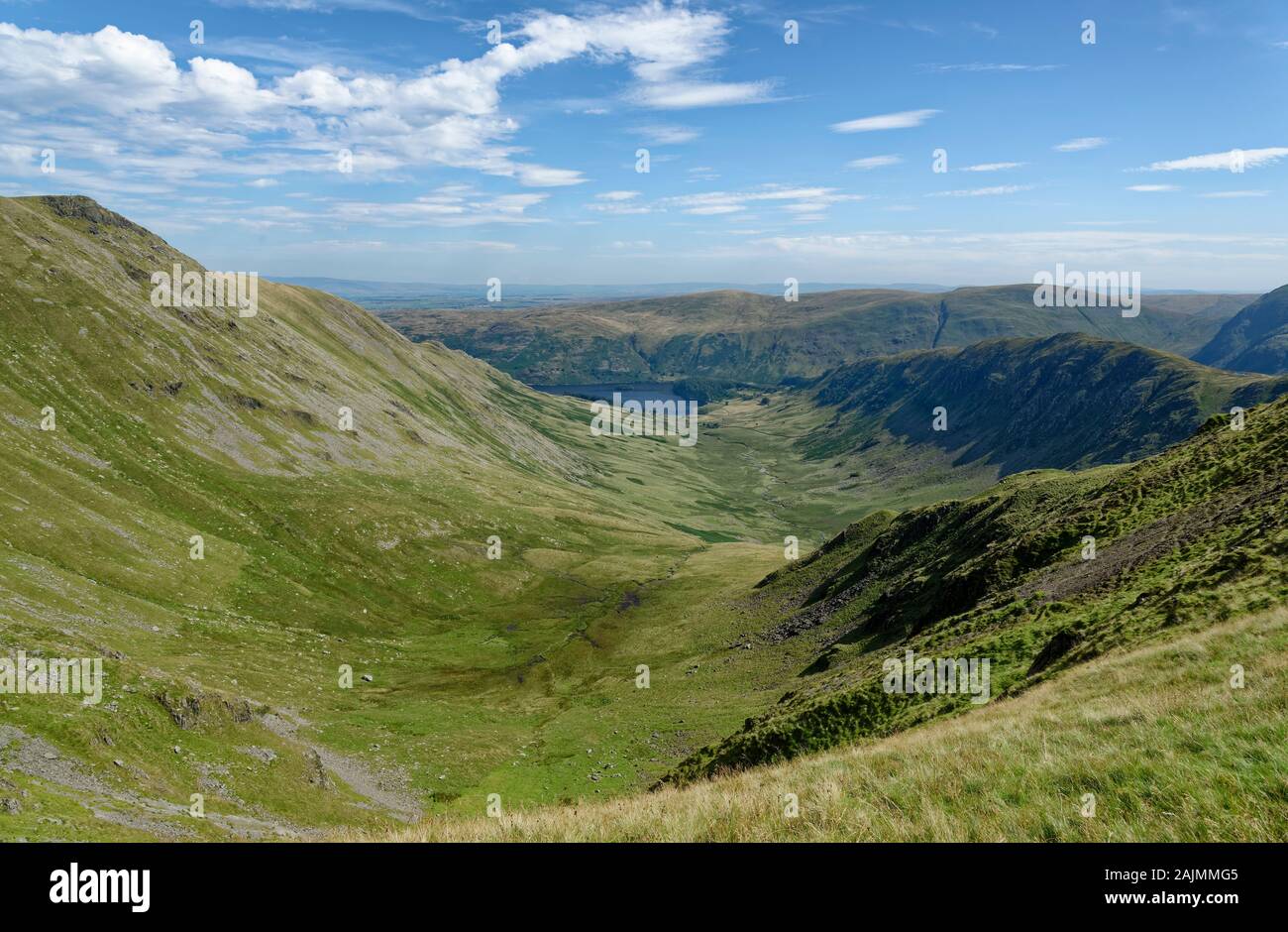 Riggindale & Haweswater vu du détroit de Riggindale avec Rigg & commun Mardale Lake District, Cumbria Banque D'Images