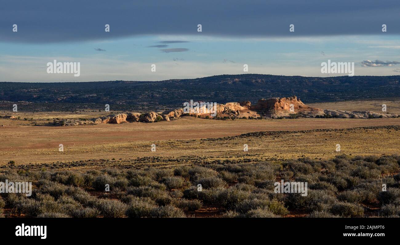 Vue depuis un camping sur un terrain près de BLM Moab, Utah. Banque D'Images