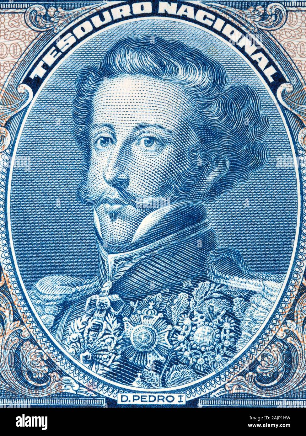 Pedro I du Brésil un portrait de l'argent brésilien Banque D'Images