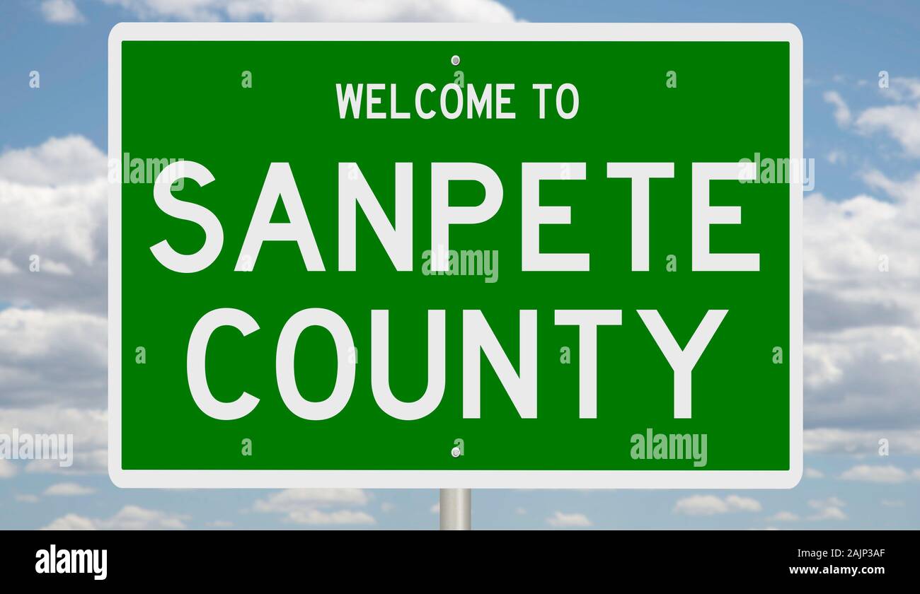 D'un rendu 3d vert panneau routier pour Sanpete Comté Banque D'Images
