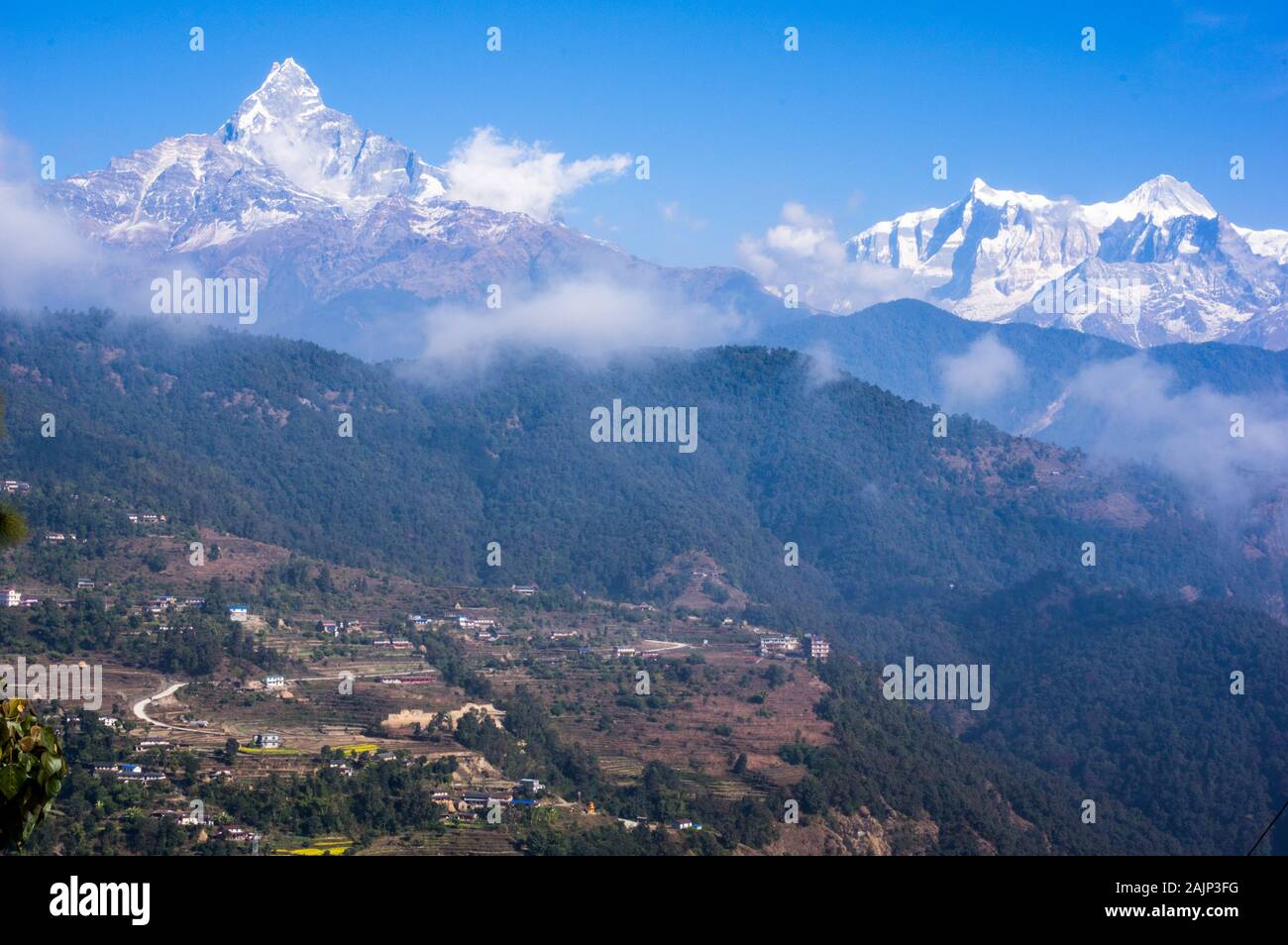 Sur la montagne de l'Himalaya au Népal Banque D'Images