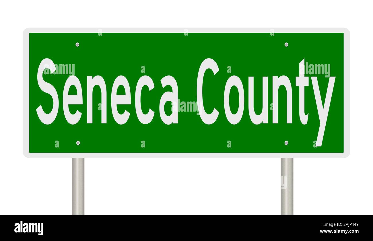 D'un rendu 3d vert panneau routier pour Seneca Comté Banque D'Images