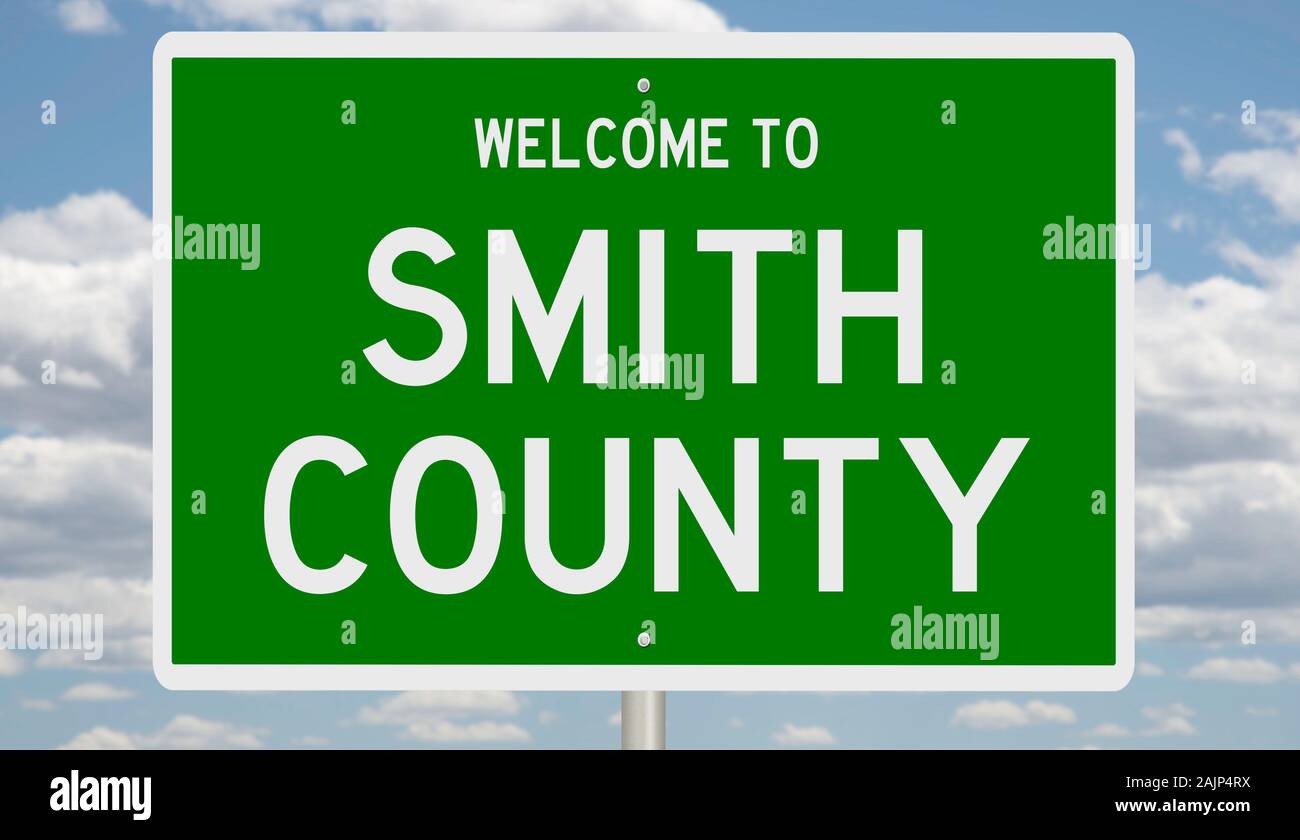 D'un rendu 3d vert panneau routier pour le comté de Smith Banque D'Images