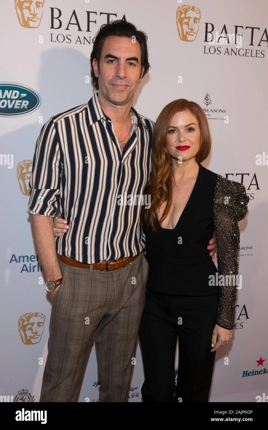 Los Angeles, USA. 05Th Jan, 2020. Sacha Baron Cohen et Isla Fisher assister le BAFTA Los Angeles Saison des prix Tea Party à l'hôtel Four Seasons de Los Angeles, Californie, USA, le 04 janvier 2020. | conditions dans le monde entier : dpa Crédit photo alliance/Alamy Live News Banque D'Images