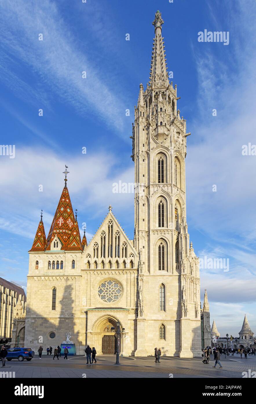 Le fleuve l'église Matthias de Budapest, Hongrie, Europe Banque D'Images