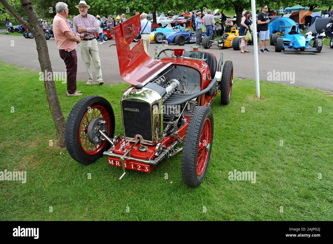 Un Amilcar Sport de 1927 est exposé au centre de course automobile De Prescott Hill Climb, Gloucestershire Banque D'Images