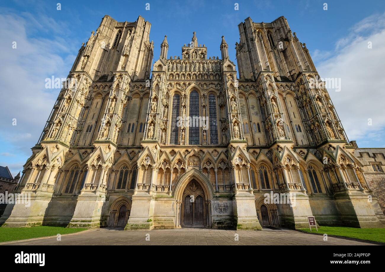 Wells Cathedral et Wells, Somerset, Royaume-Uni, Banque D'Images
