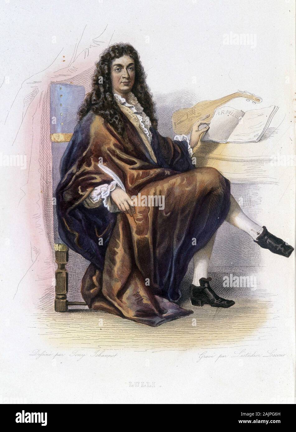 Jean Baptiste Lully (Giovanni Battista Lulli) (1632-1687) - dans "Le Plutarque francais", Ed. Mennechet, 1844-1847 Banque D'Images