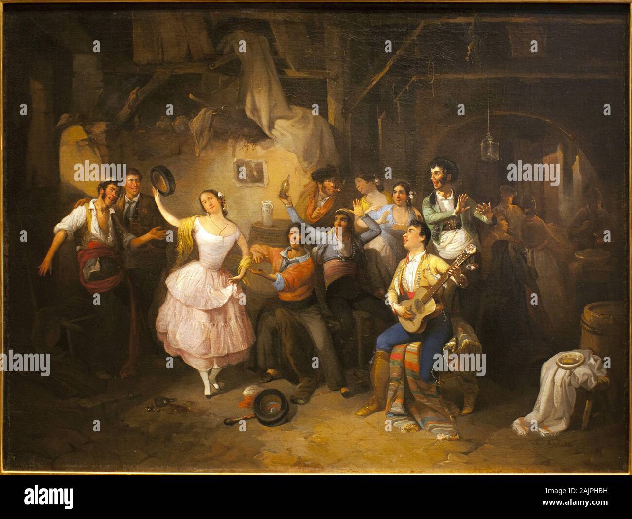 Danseuse dans une taverne. Peinture de Manuel Rodriguez de Guzman (1818-1867), huile sur toile, 1854. Musee des Beaux Arts de Séville, Espagne. Banque D'Images