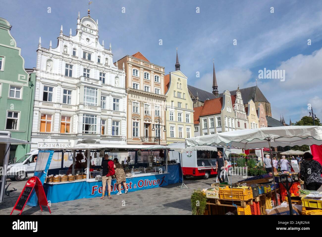 L'Allemagne sur place principale du marché de Rostock Banque D'Images
