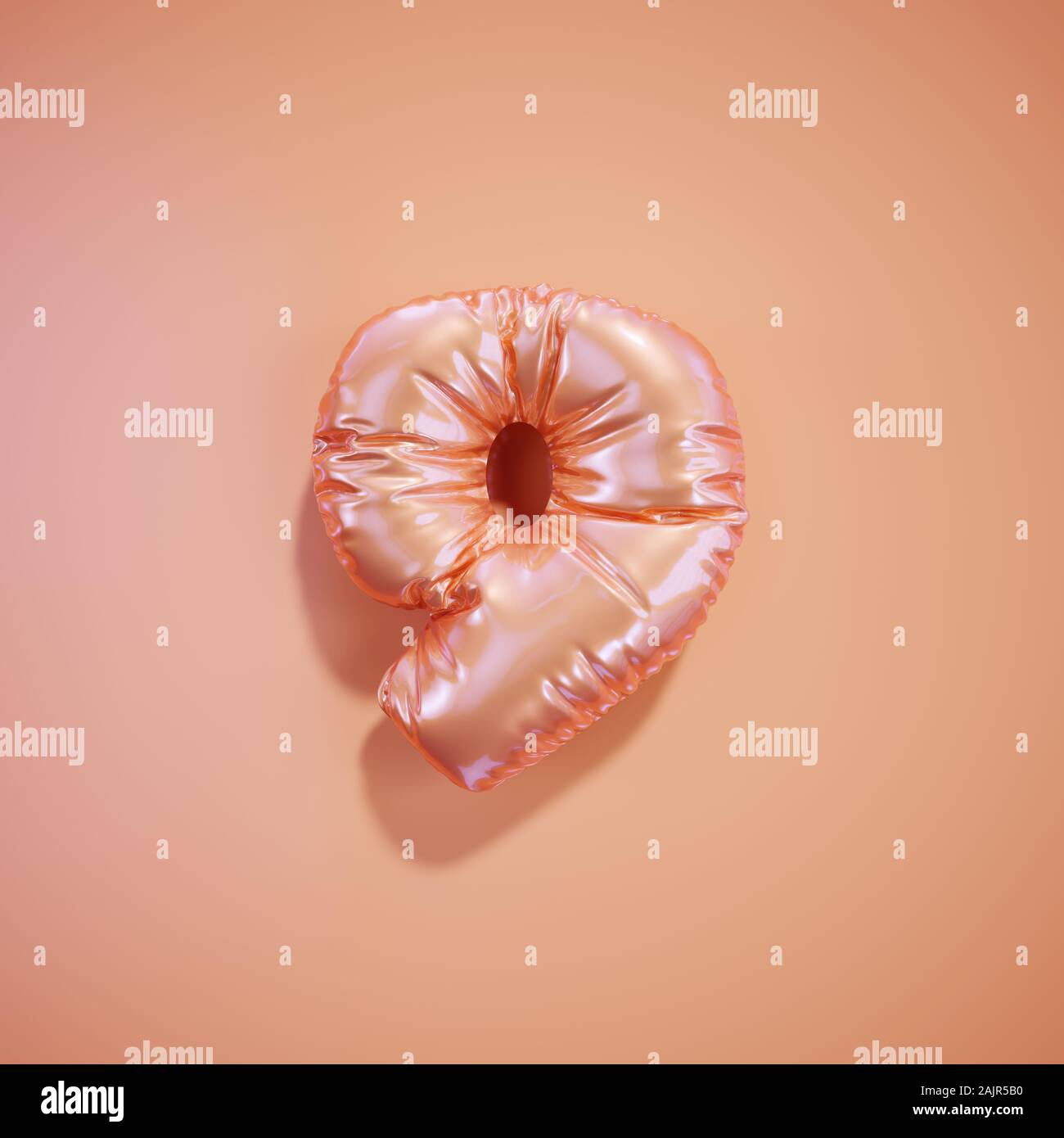 Alphabet anglais ballon rose chiffres nombre de polices 9 neuf sur fond rose clair. Vacances Saint Valentin et de l'éducation concept. Illu de rendu 3D Banque D'Images