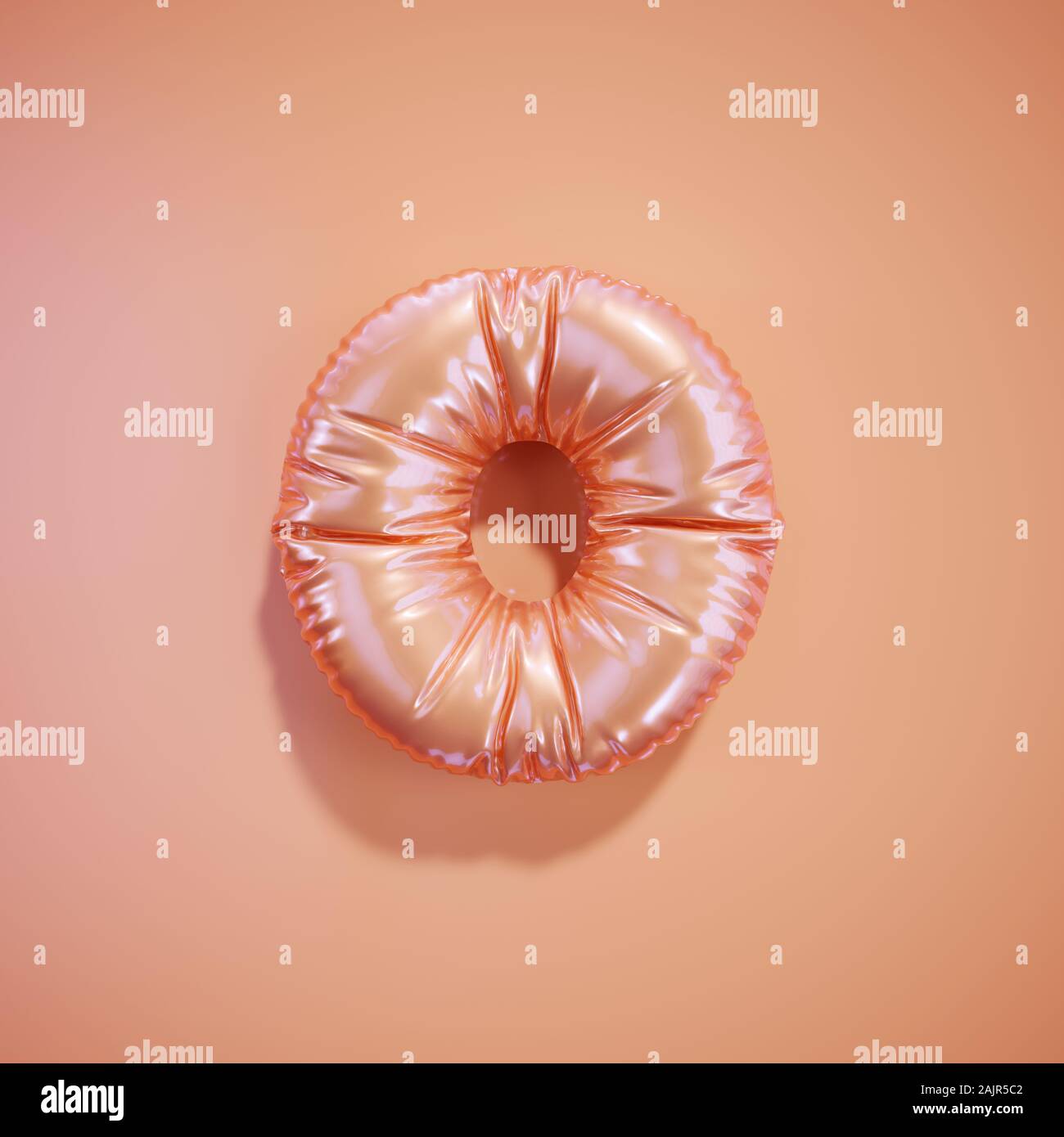 Alphabet anglais ballon rose lettre police texte O caractère rose clair sur fond blanc. Vacances Saint-valentin et l'éducation concept. Mauvais rendu 3D Banque D'Images