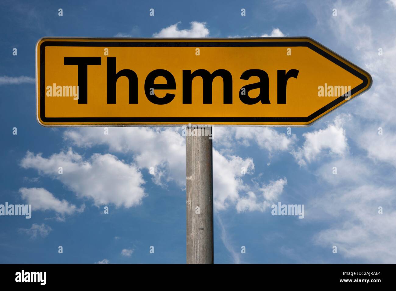 Photo détail d'un panneau avec l'inscription Themar, Thuringe, Allemagne, Europe Banque D'Images
