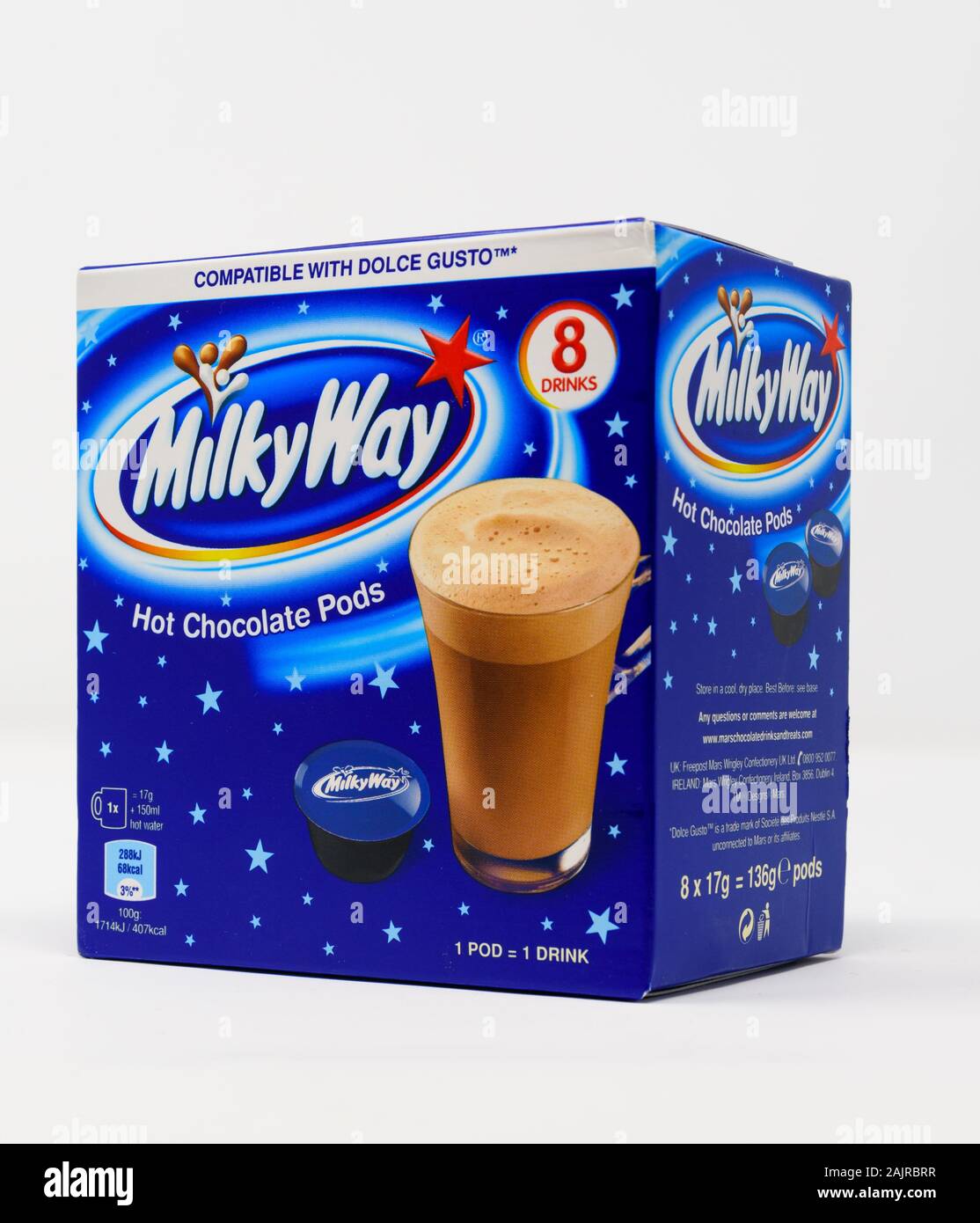 Reading, Royaume-Uni - 29 décembre 2019 : une boîte de voie lactée boisson  chocolat chaud de modules pour une machine à café Dolce Gusto Photo Stock -  Alamy