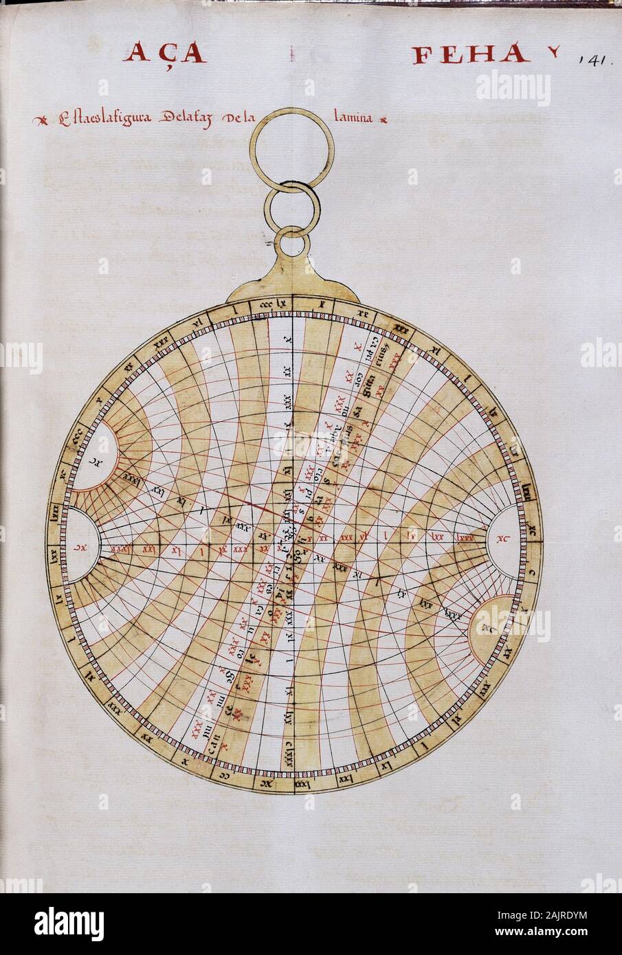 Mme HI1 - 141 FOL - COPIA DEL LIBRO DEL SABER DE ASTRONOMIA - 1276 - EJEMPLAR DE JUAN HONORATO DE 1562. Auteur : Alphonse X de Castille. Emplacement : MONASTERIO-BIBLIOTECA-COLECCION. SAN LORENZO DEL ESCORIAL. MADRID. L'ESPAGNE. Banque D'Images