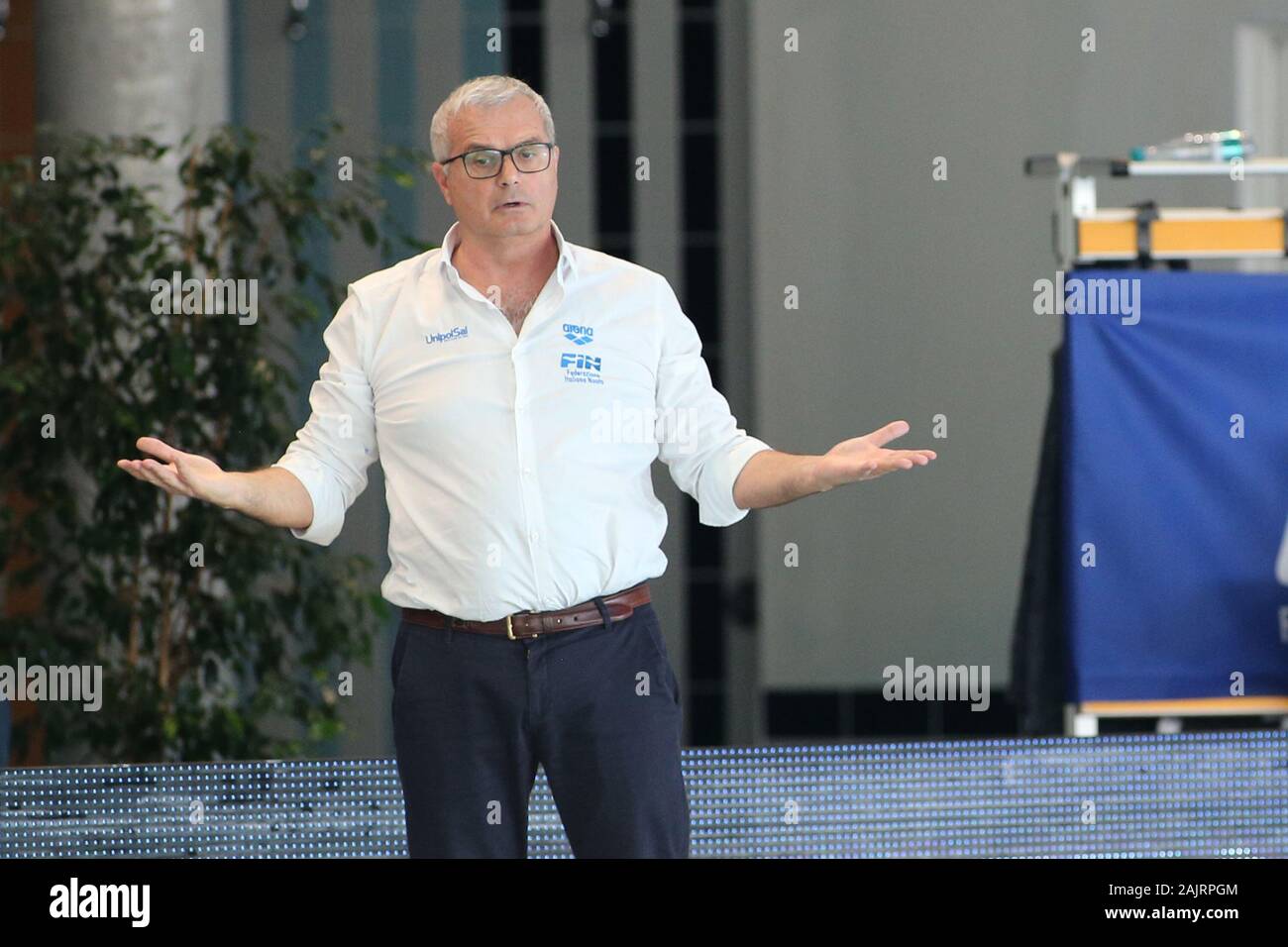 Cuneo, Italie, 05 Jan 2020, Alessandro campagna (entraîneur de l'Italie) au cours de l'Italie contre l'Hungery - quadrangulaire - Water-polo de l'équipe nationale italienne - Crédit : LPS/Claudio Benedetto/Alamy Live News Banque D'Images