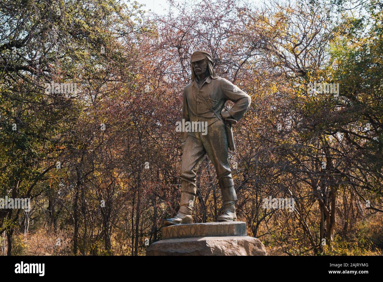 Victoria Falls, Zimbabwe - 2 août 2019 : David Livingstone Memorial Statue en Victoria Falls National Park, Zimbabwe, Africa Banque D'Images