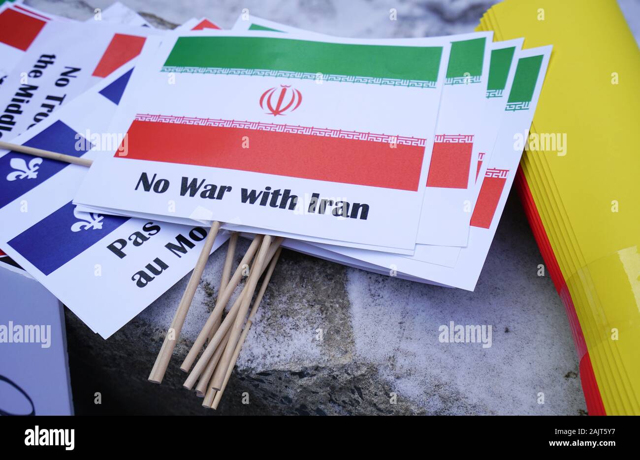 Montréal,Québec,Canada,Janvier 5,2020.de protestation sur les US-Iran la guerre à Montréal,Québec,Canada.Credit:Mario Beauregard/Alamy News Banque D'Images