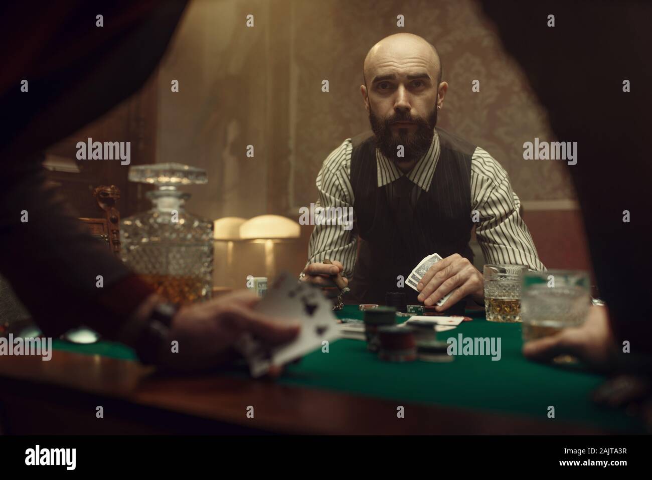 Les joueurs de poker de casino, Blackjack Banque D'Images