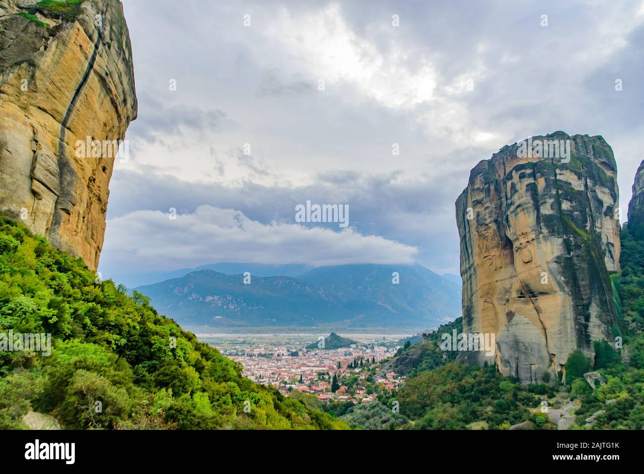 Paysage de rochers des météores en Grèce, Banque D'Images