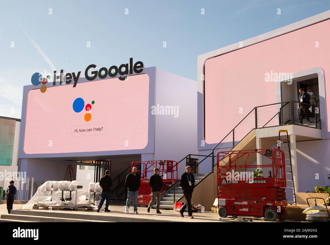 Las Vegas, USA. 05Th Jan, 2020. Les travaux de construction du pavillon de la technologie Google juste CES. Credit : Andrej Sokolow/dpa/Alamy Live News Banque D'Images