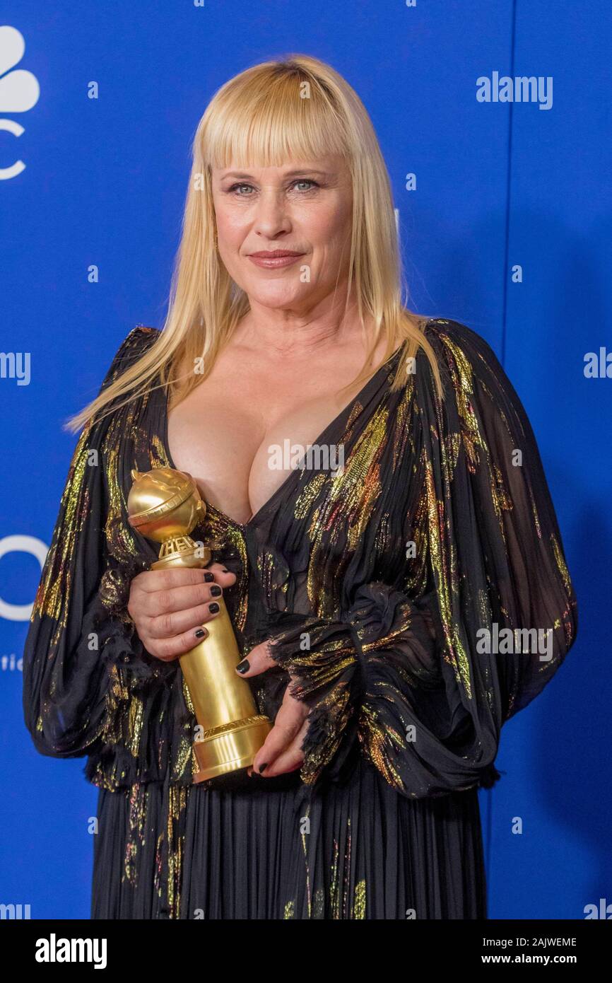 Los Angeles, Californie, USA. 05Th Jan, 2020. Patricia Arquette pose dans la salle de presse de la 77e assemblée annuelle Golden Globe Awards, Golden Globes, à l'hôtel Beverly Hilton à Beverly Hills, Los Angeles, USA, le 05 janvier 2020. | conditions dans le monde entier : dpa Crédit photo alliance/Alamy Live News Banque D'Images