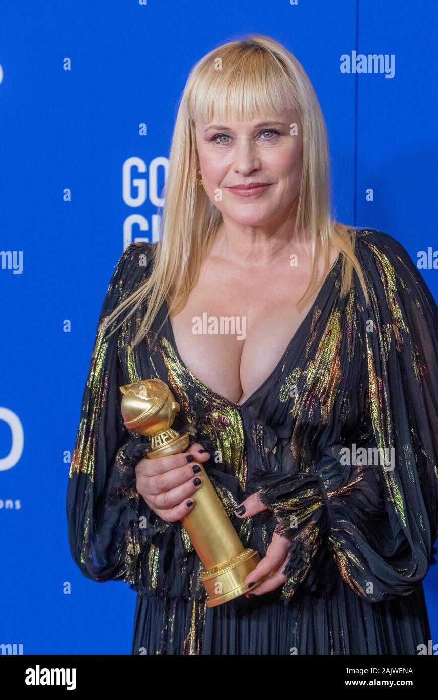Los Angeles, Californie, USA. 05Th Jan, 2020. Patricia Arquette pose dans la salle de presse de la 77e assemblée annuelle Golden Globe Awards, Golden Globes, à l'hôtel Beverly Hilton à Beverly Hills, Los Angeles, USA, le 05 janvier 2020. | conditions dans le monde entier : dpa Crédit photo alliance/Alamy Live News Banque D'Images