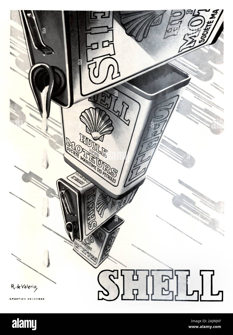Vintage Advert, vieille annonce, la publicité ou la publicité pour l'huile moteur Shell annonce 1929 Banque D'Images