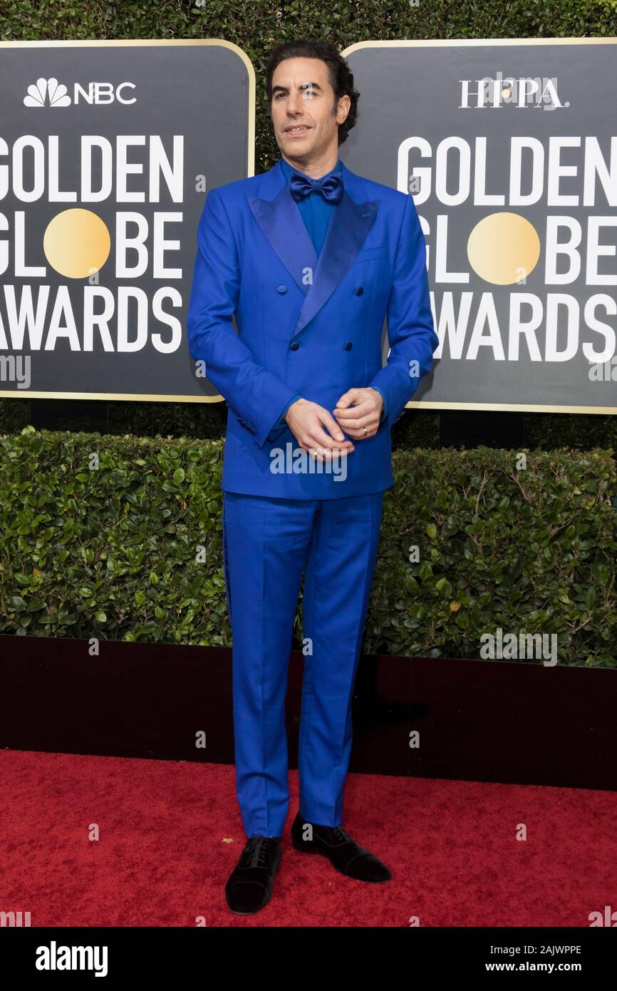 Sacha Baron Cohen assiste à la 77e assemblée annuelle Golden Globe Awards, Golden Globes, à l'hôtel Beverly Hilton à Beverly Hills, Los Angeles, USA, le 05 janvier 2020. Dans le monde d'utilisation | Banque D'Images