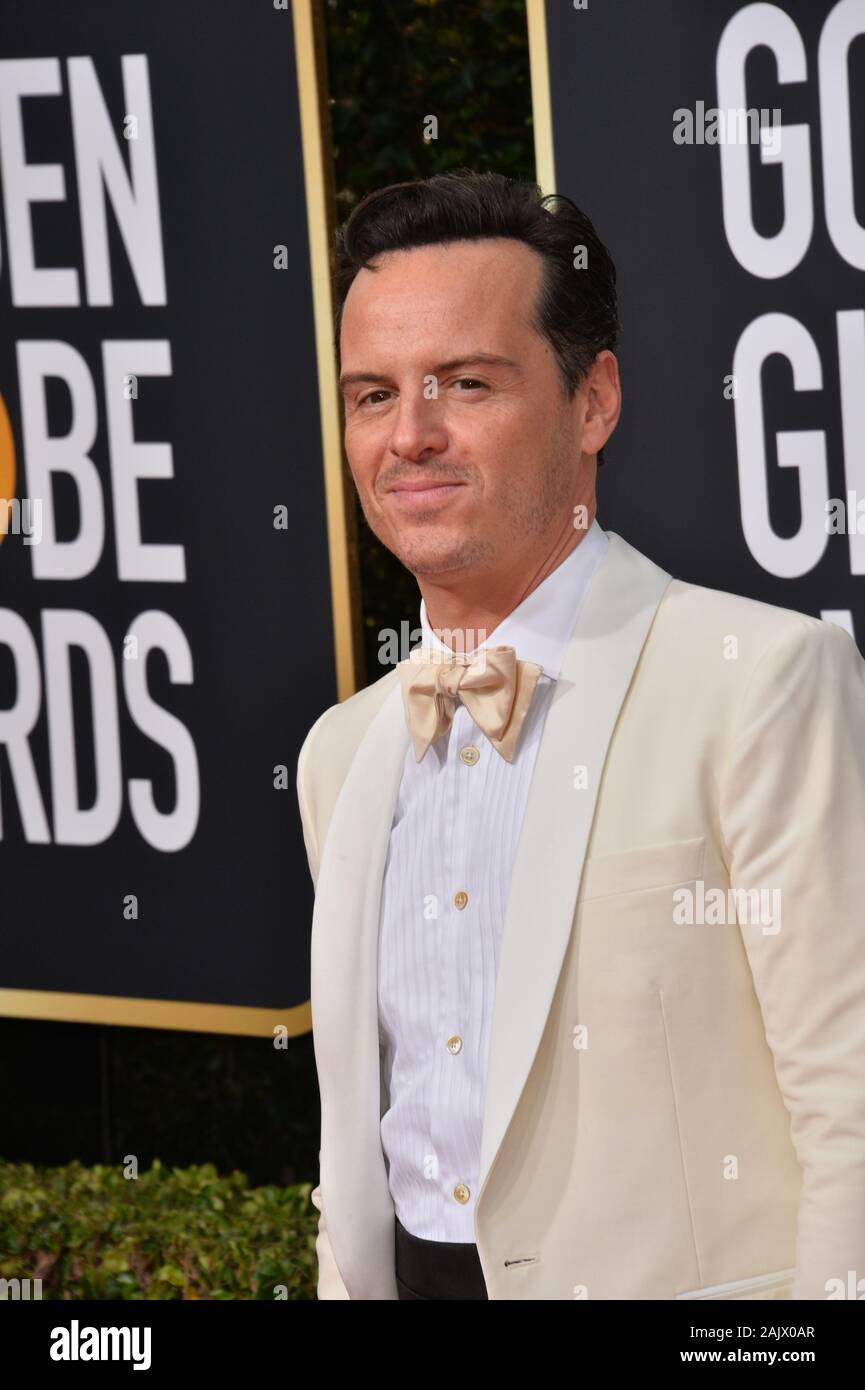 LOS ANGELES, USA. Janvier 05, 2020 : Andrew Scott arrivant à la 2020 Golden Globe Awards au Beverly Hilton Hotel. Photo : Paul Smith/Featureflash Banque D'Images