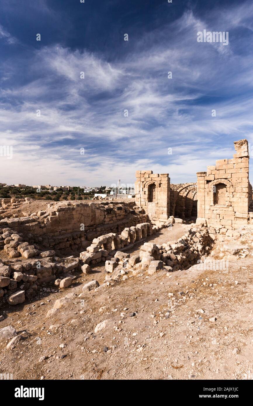 Al-Rabba ruines romaines et Byzantines, Rabba, Kings Highway, route 35, route historique sur le terrain élevé, Jordanie, Moyen-Orient, Asie Banque D'Images