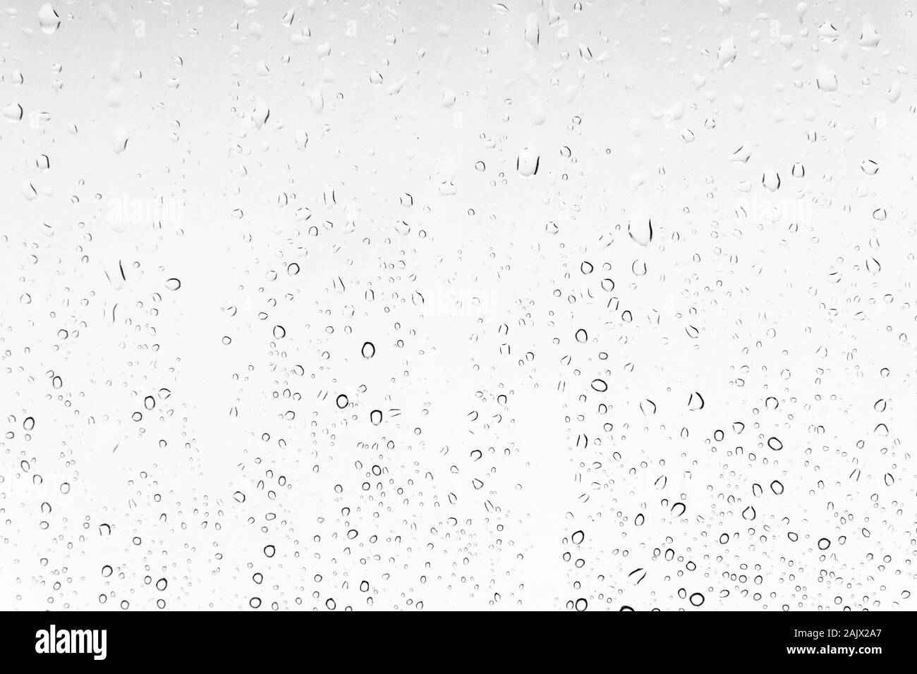 Gouttes d'arrière-plan sur une fenêtre. La texture blanche de pluie Banque D'Images