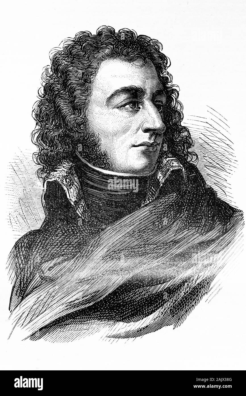 Jean Bernadotte. Charles IV. John ou Carl John, roi de Suède et de la Norvège. 1763-1844. Guerres napoléoniennes. Illustration d'antiquités. 1890. Banque D'Images