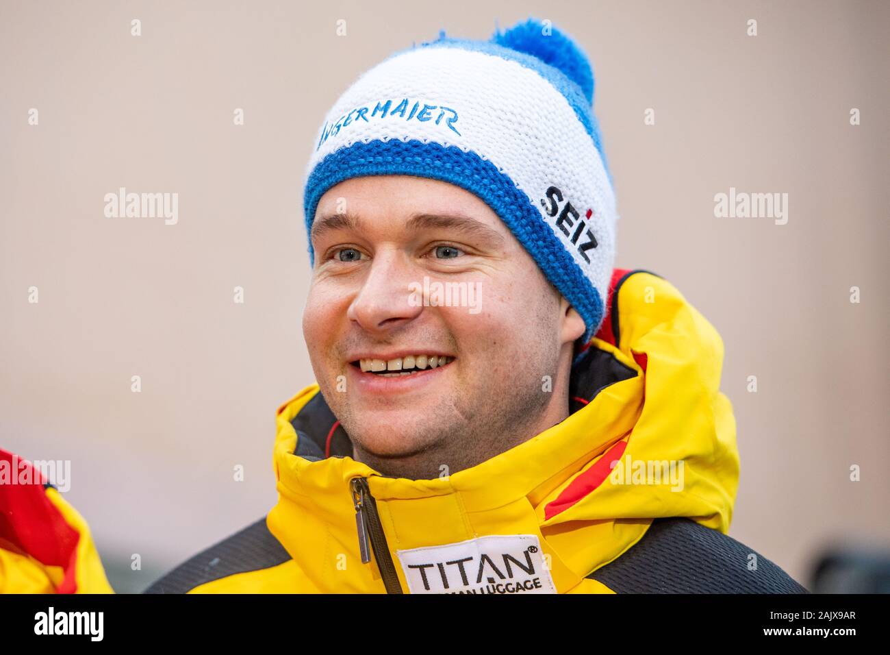 Johannes LOCHNER (GER) est heureux, jubilation, ils applaudissent, ils applaudissent, joie, Cheers, célébrer, half-length portrait Coupe du Monde IBSF, BMW et 4-man European Championships le 4 janvier 2020 à Winterberg/Allemagne. Â | conditions dans le monde entier Banque D'Images