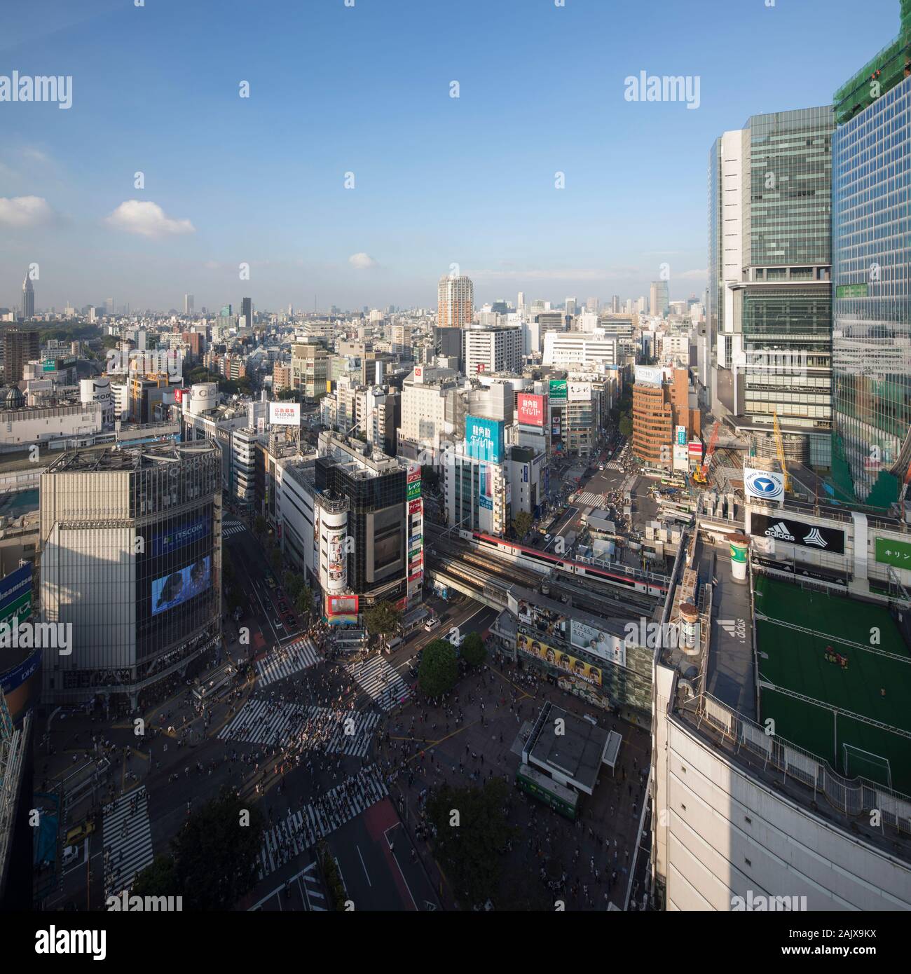 Croisement de Shibuya est un croisement de Shibuya scramble populaires, Tokyo, Japon. Il est situé en face de la gare de Shibuya sortie Hachikō. Banque D'Images