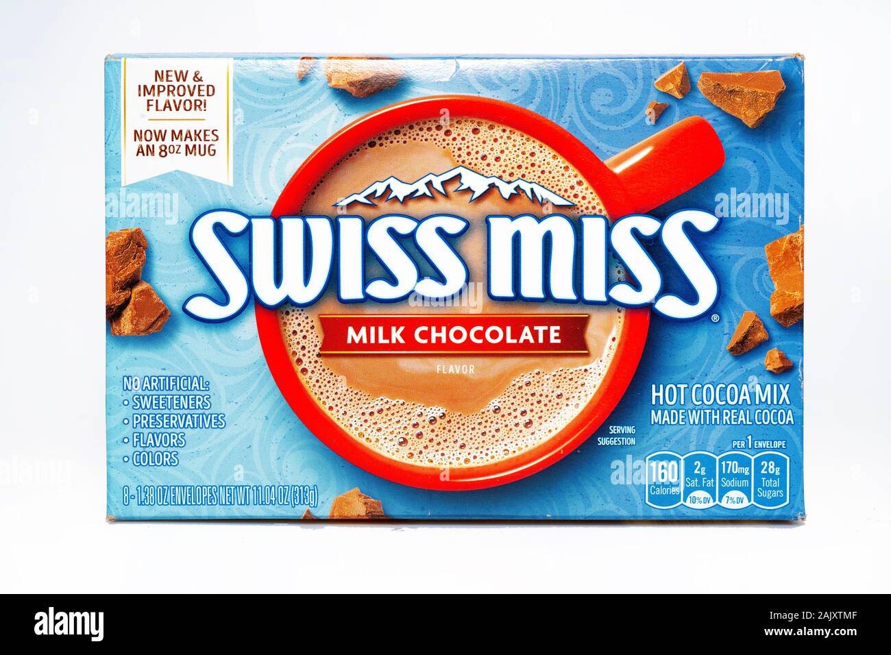 Swiss Miss alimentaire Lait Chocolat chaud cacao en poudre Mélanger Banque D'Images