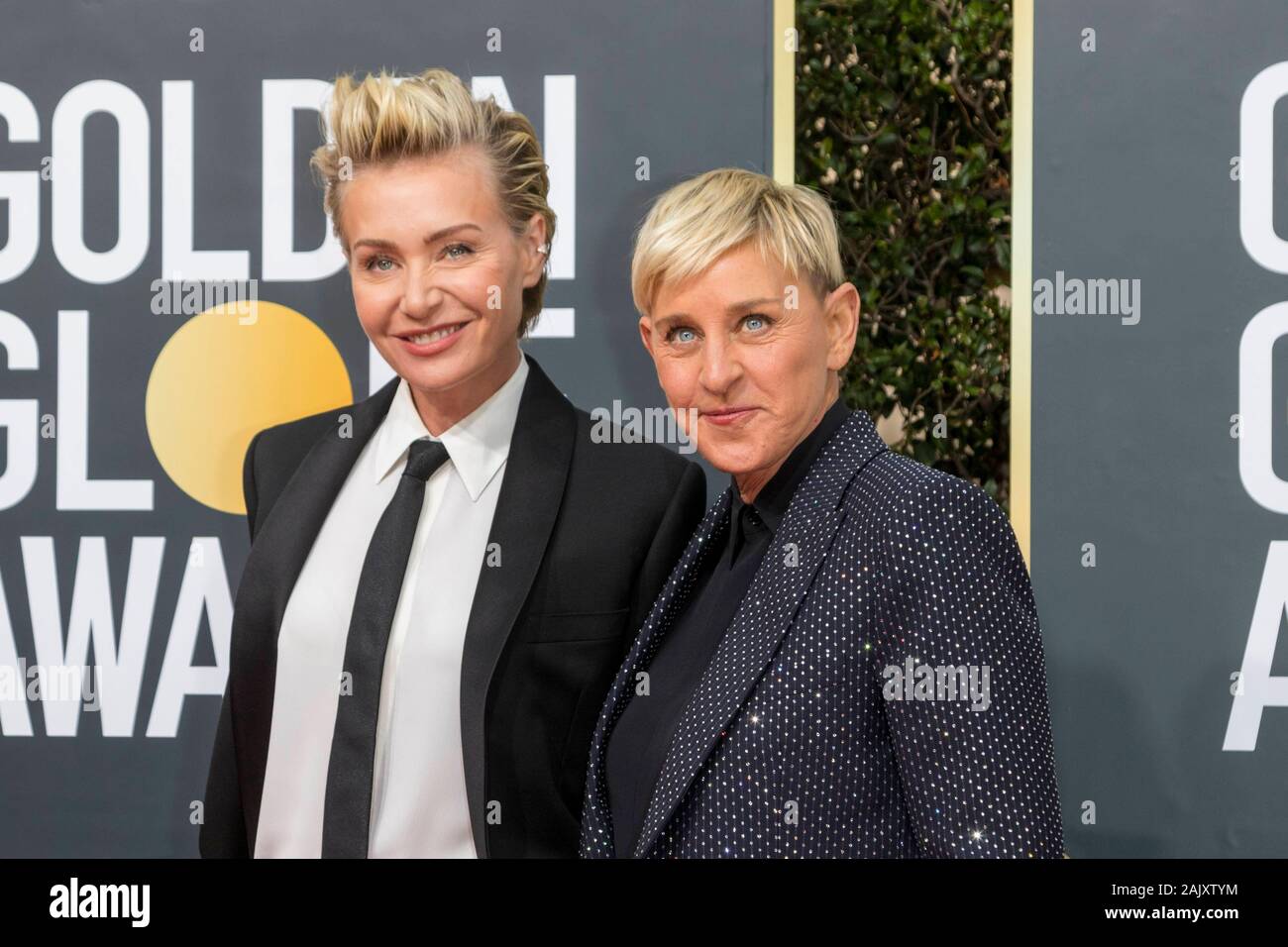 Beverly Hills, Los Angeles, USA. 05Th Jan, 2020. Ellen DeGeneres et Portia de Rossi assister à la 77e assemblée annuelle Golden Globe Awards, Golden Globes, à l'hôtel Beverly Hilton à Beverly Hills, Los Angeles, USA, le 05 janvier 2020. | conditions dans le monde entier : dpa Crédit photo alliance/Alamy Live News Banque D'Images