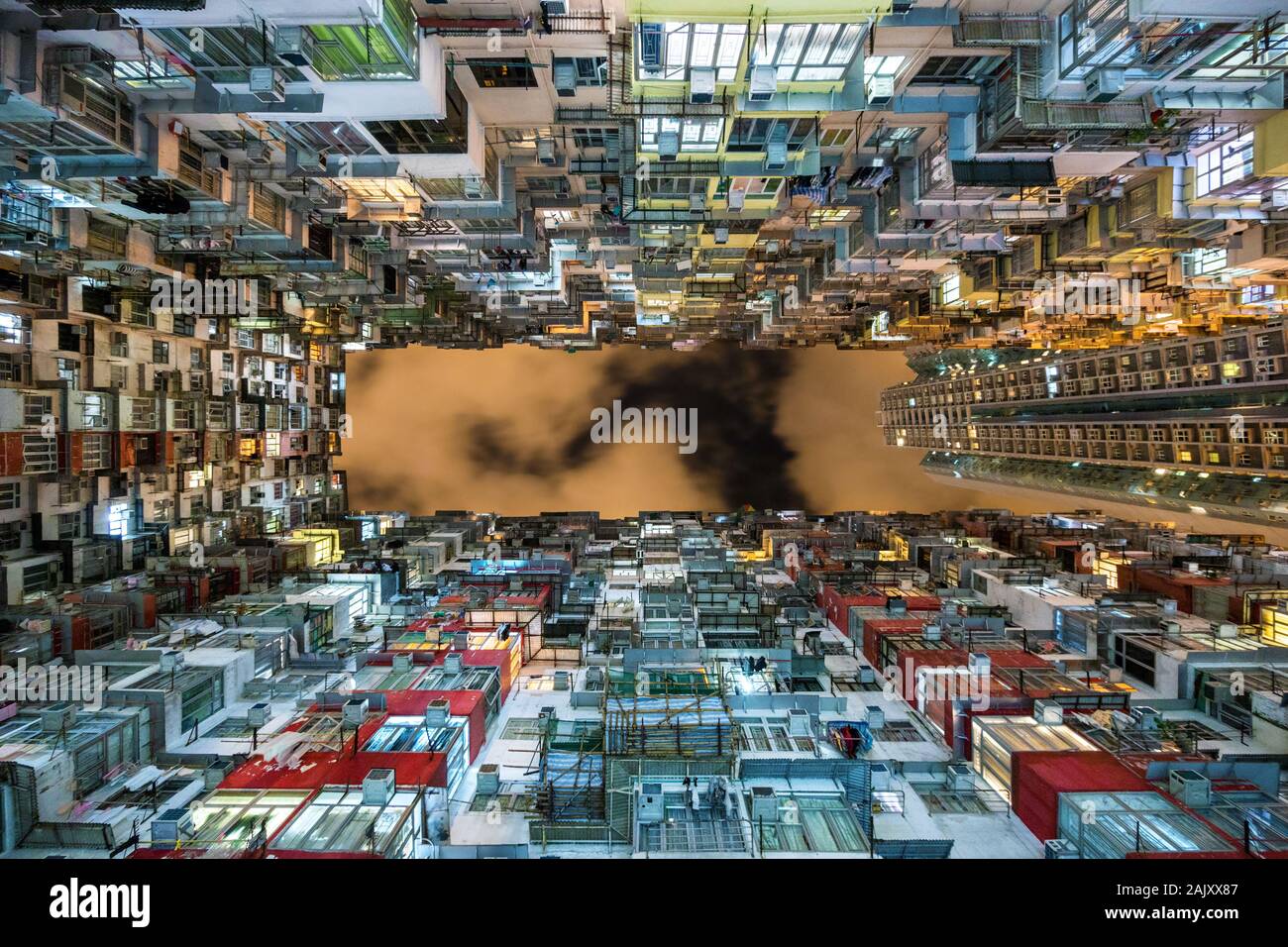 Hong Kong, Chine, vue de bâtiments d'habitation, l'un des pays les plus densément peuplés des villes. Banque D'Images