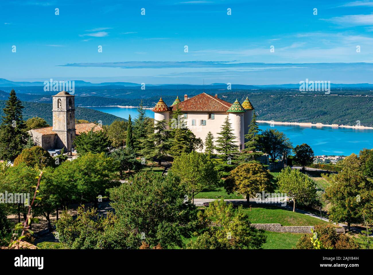 Aiguines dans les gorges du Verdon, Gorges du Verdon dans les Alpes, Provence, France Banque D'Images